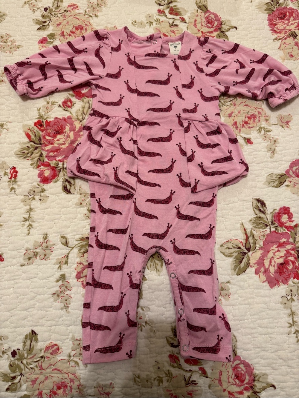 kate quinn Pink Snail-Print Baby Romper